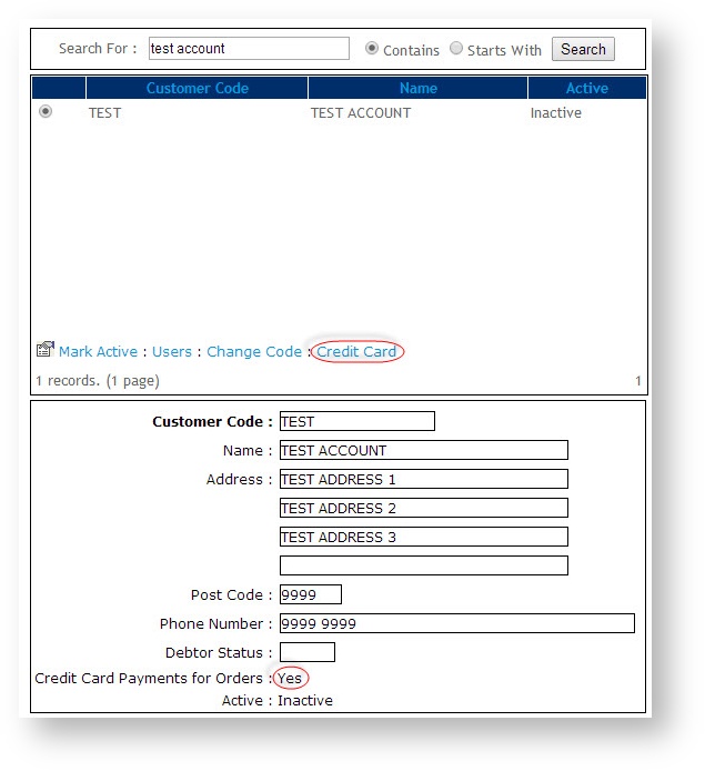 Account Selection - Credit Card flag