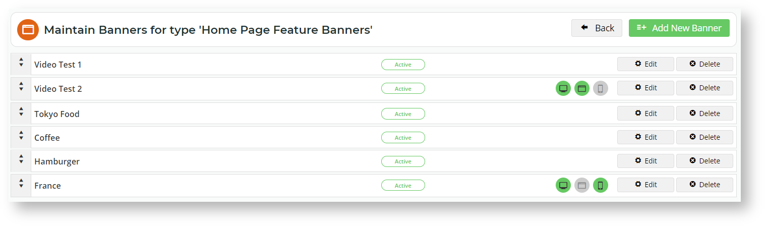 Banners with various device display settings in CMS