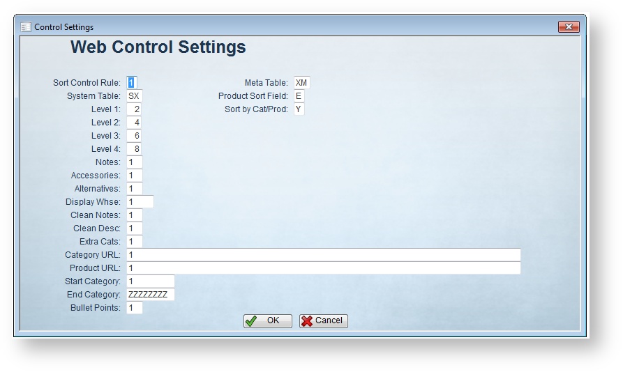 PRONTO - Web Control Settings
