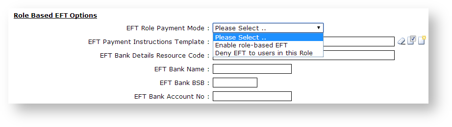 Role-based EFT Options
