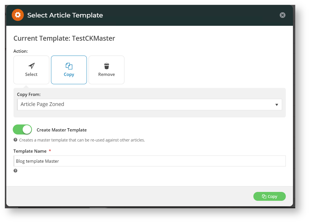 Create New Template Name and Master