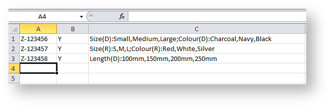 Example Product Attribute Import file